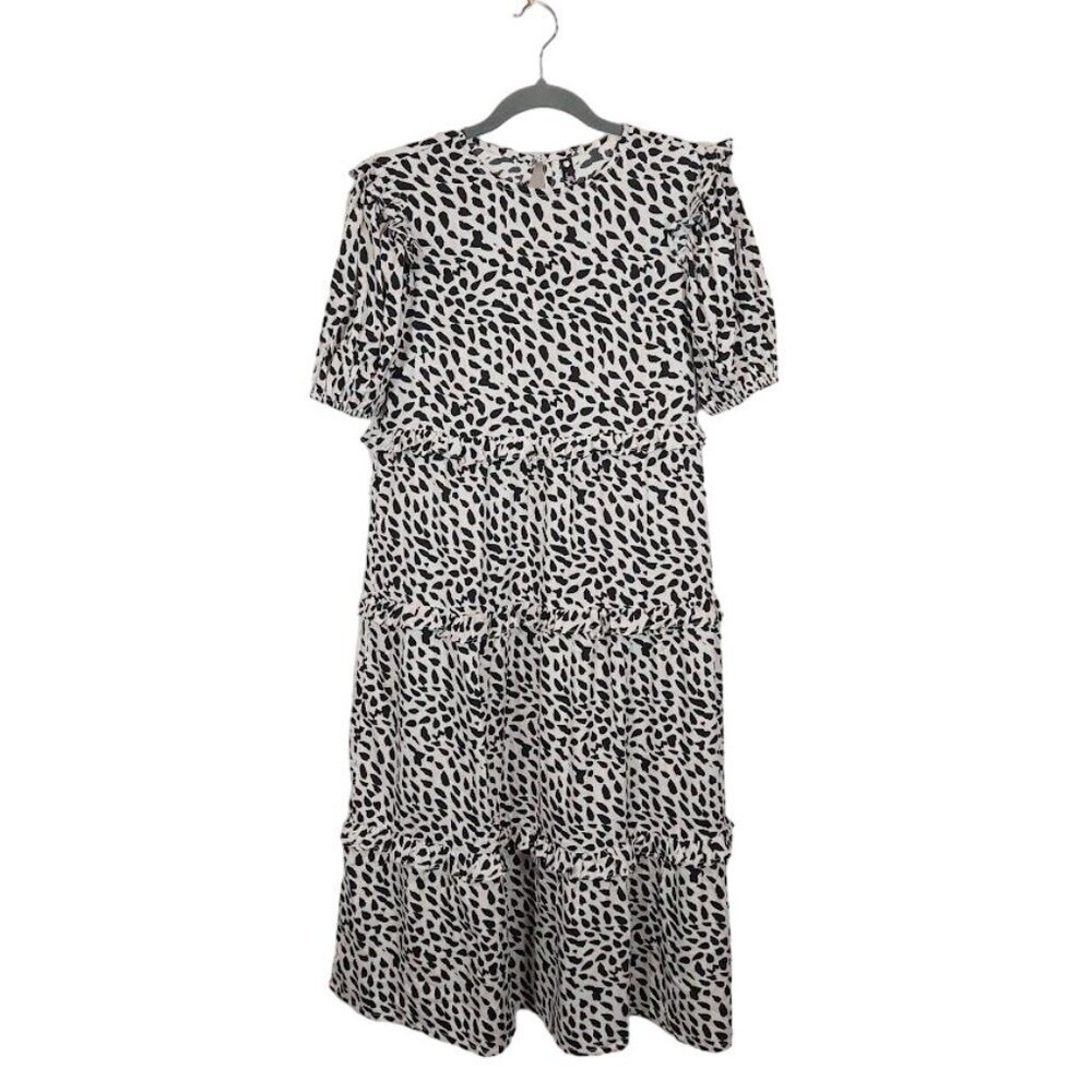 Influence Animal Print Midi Dress in Black and White - Size US 4